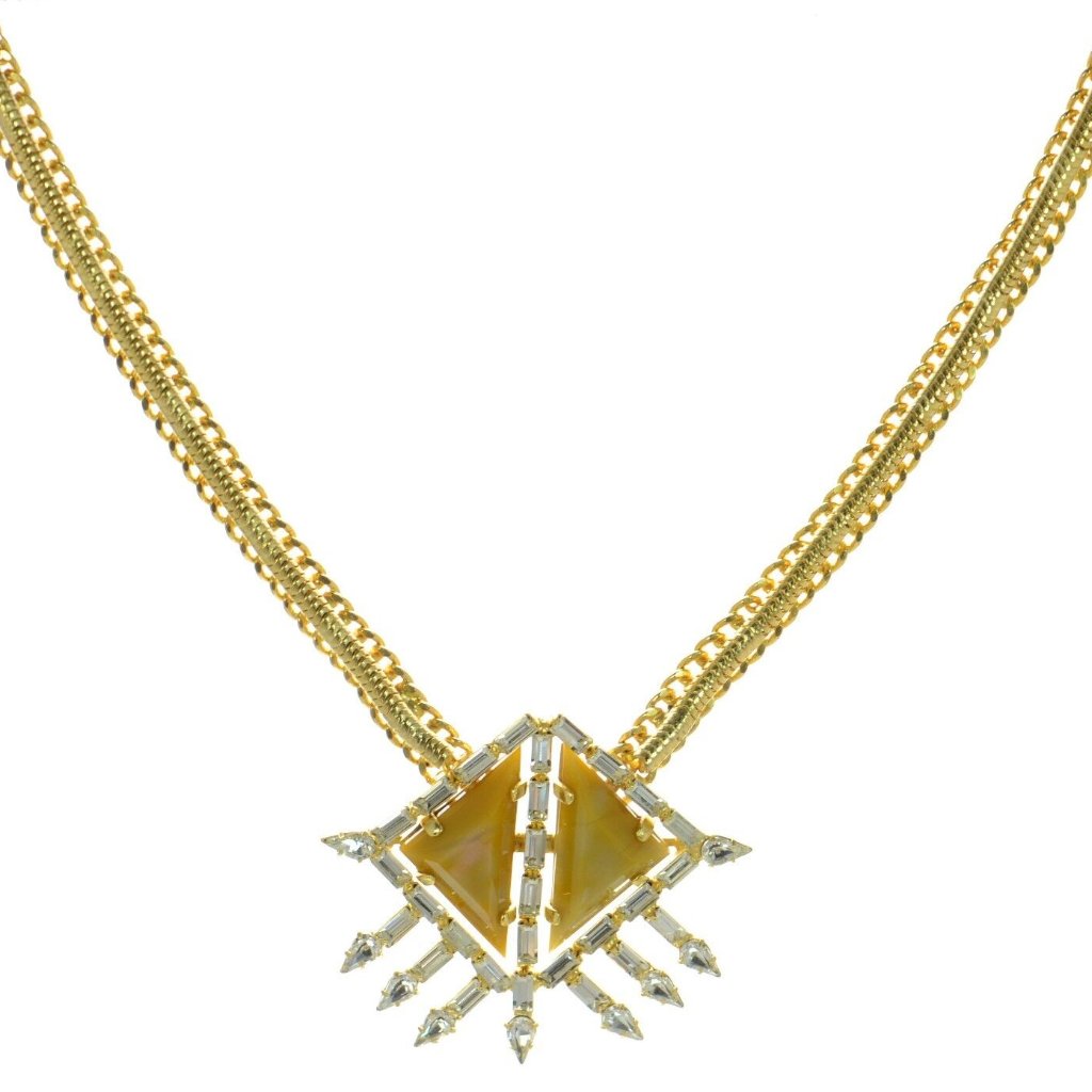 Dannijo Metallic Leighton Crystal Pendant Necklace 185$